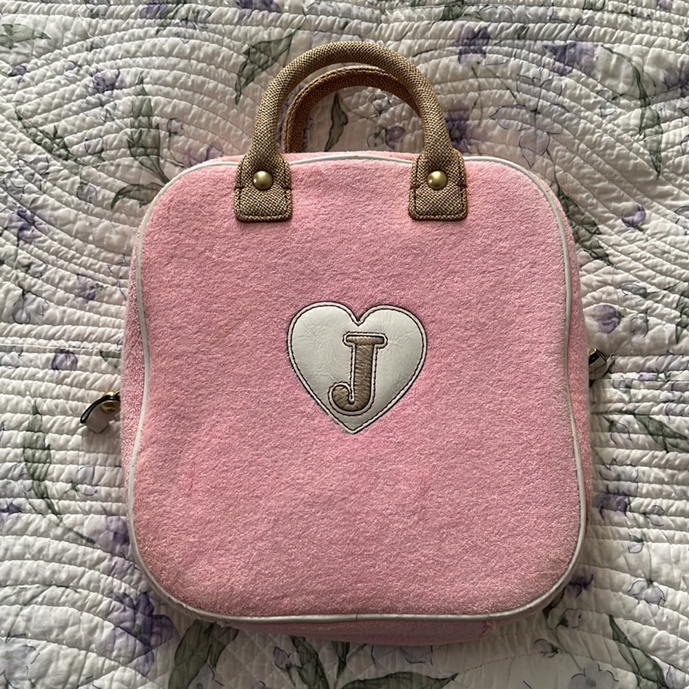 Vintage RARE Juicy Couture light pink terry/raffia make up bag/purse. - Picture 2 of 12